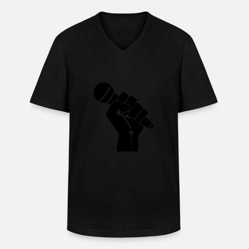 Rap Crew Mic - Männer-T-Shirt mit V-Ausschnitt - Schwarz