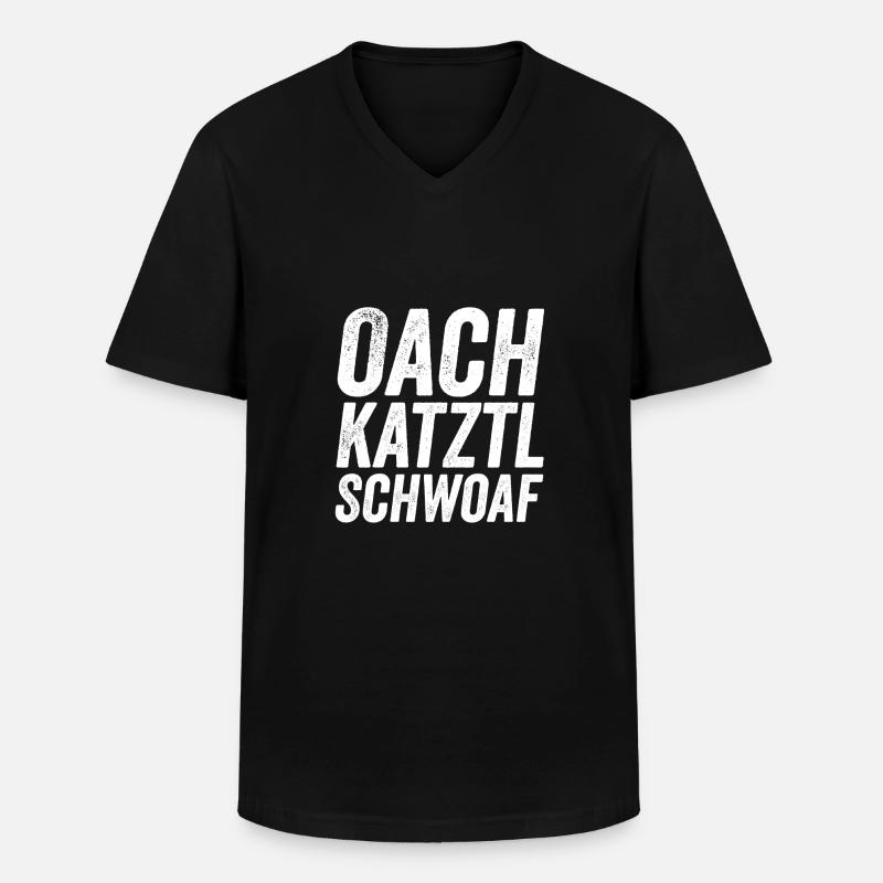 Oachkatzlschwoaf Bayrisch Eichhörnchen - Männer-T-Shirt mit V-Ausschnitt - Schwarz