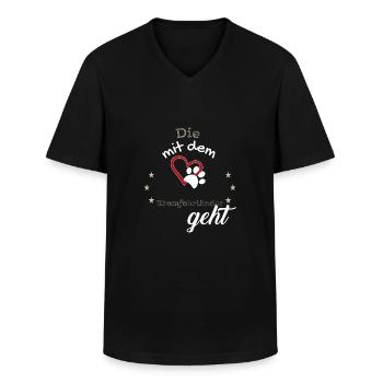 Die mit dem Kromfohrländer geht Hund Geschenk - Männer-T-Shirt mit V-Ausschnitt - Schwarz - Vorne - AI Model Male 178 dark (178cm)