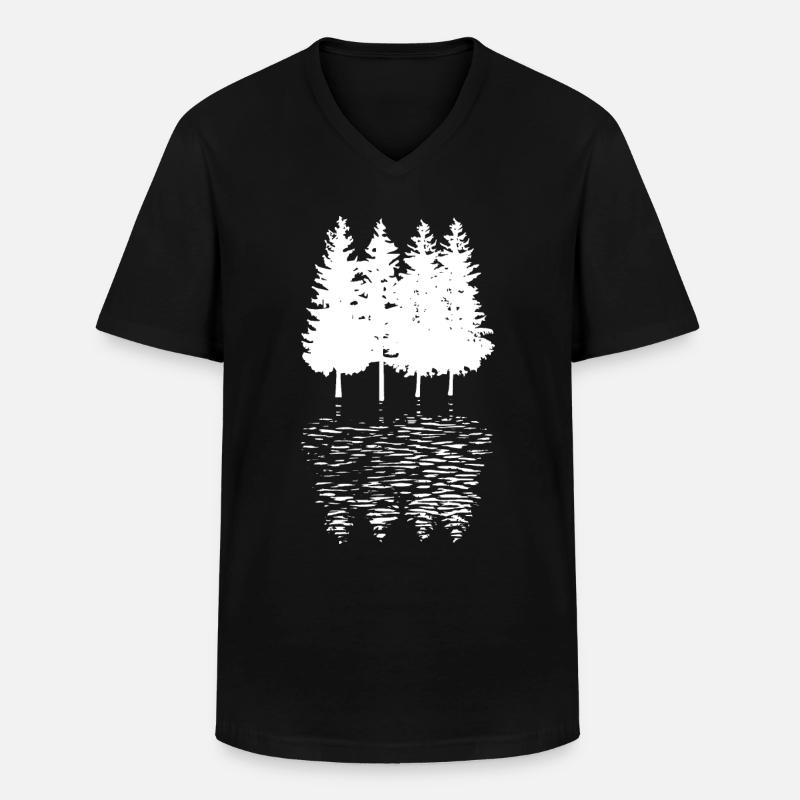 Bäume - - Männer-T-Shirt mit V-Ausschnitt - Schwarz
