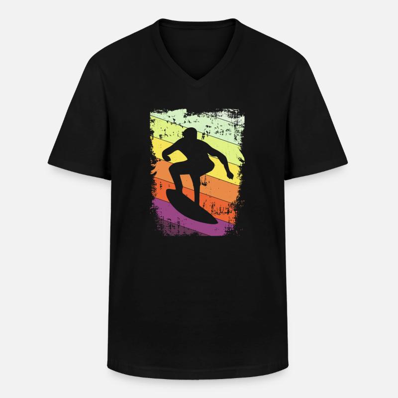 Surfer Surfen - Männer-T-Shirt mit V-Ausschnitt - Schwarz