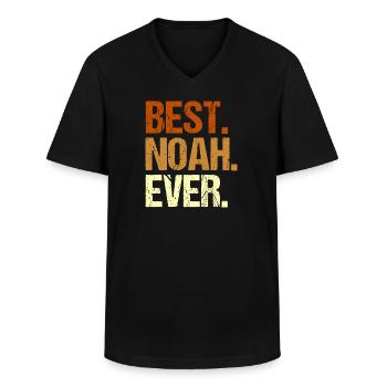 Noah - Men's V-Neck T-Shirt - black - Front - AI Model Male 178 dark (178cm)