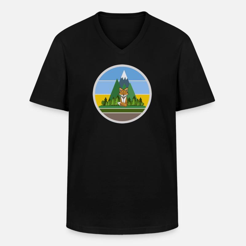The Mountain Calls: Bergfuchs - Männer-T-Shirt mit V-Ausschnitt - Schwarz