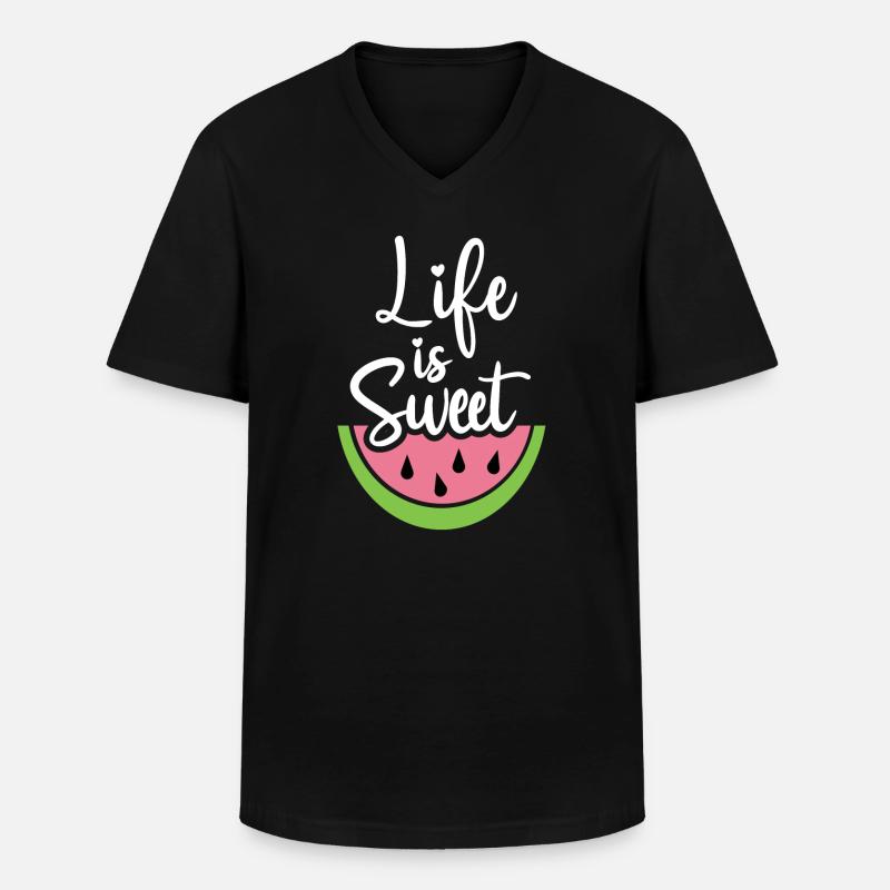Das Leben ist süß - Männer-T-Shirt mit V-Ausschnitt - Schwarz