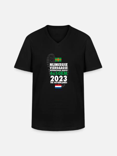 2023 Nijmegen Four Days Marches 4 x 50 km - Men's V-Neck T-Shirt - black