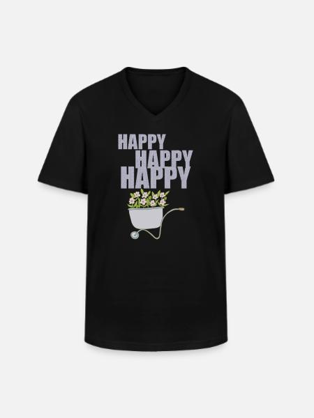WHEELBARROWS HAPPY - Men's V-Neck T-Shirt - black