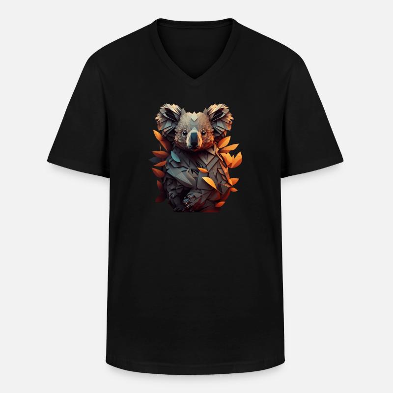Space Koala - Männer-T-Shirt mit V-Ausschnitt - Schwarz