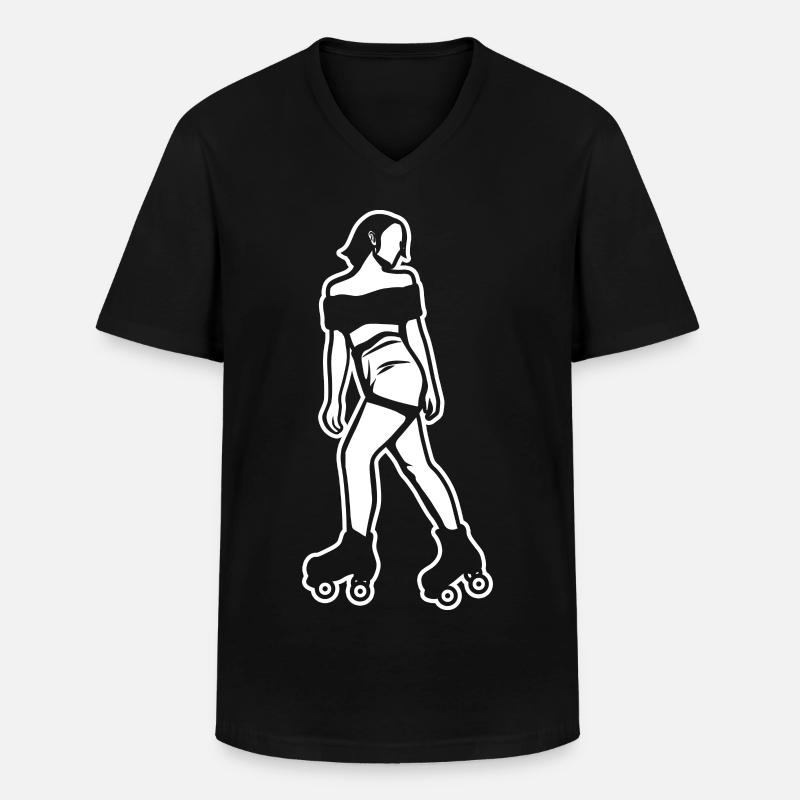 Rollerskates Mädchen - Männer-T-Shirt mit V-Ausschnitt - Schwarz