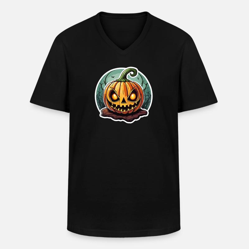 Finsterer Jack o' Lantern Kürbis - Männer-T-Shirt mit V-Ausschnitt - Schwarz