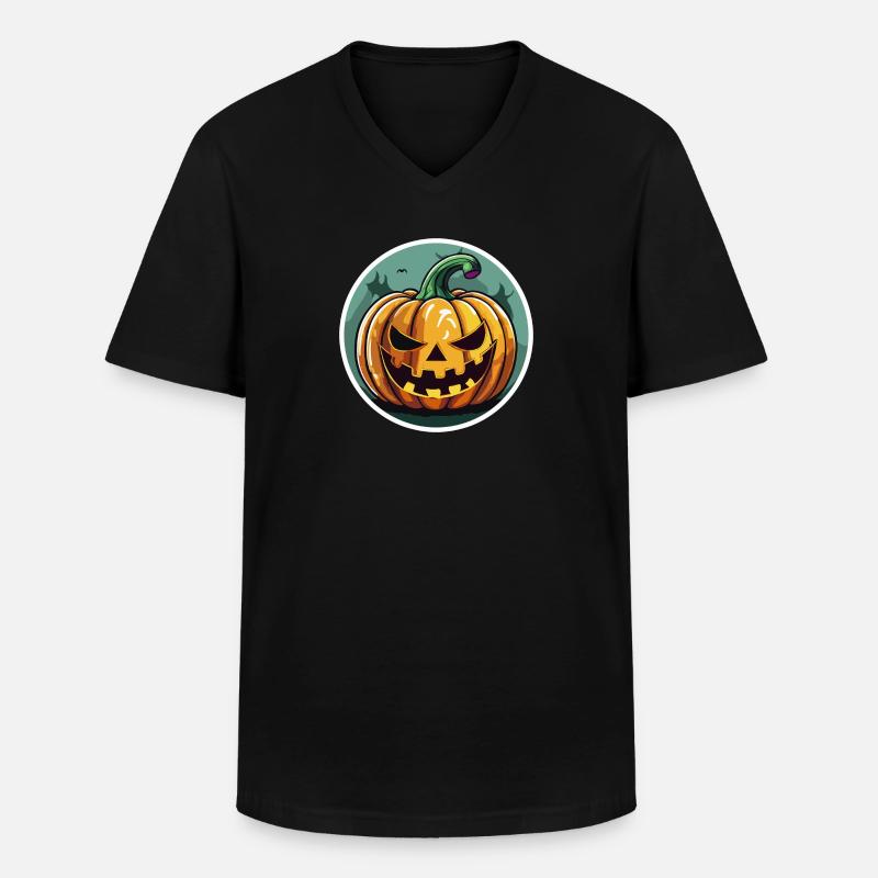 Grinning Jack o' Lantern Pumpkin - Men's V-Neck T-Shirt - black