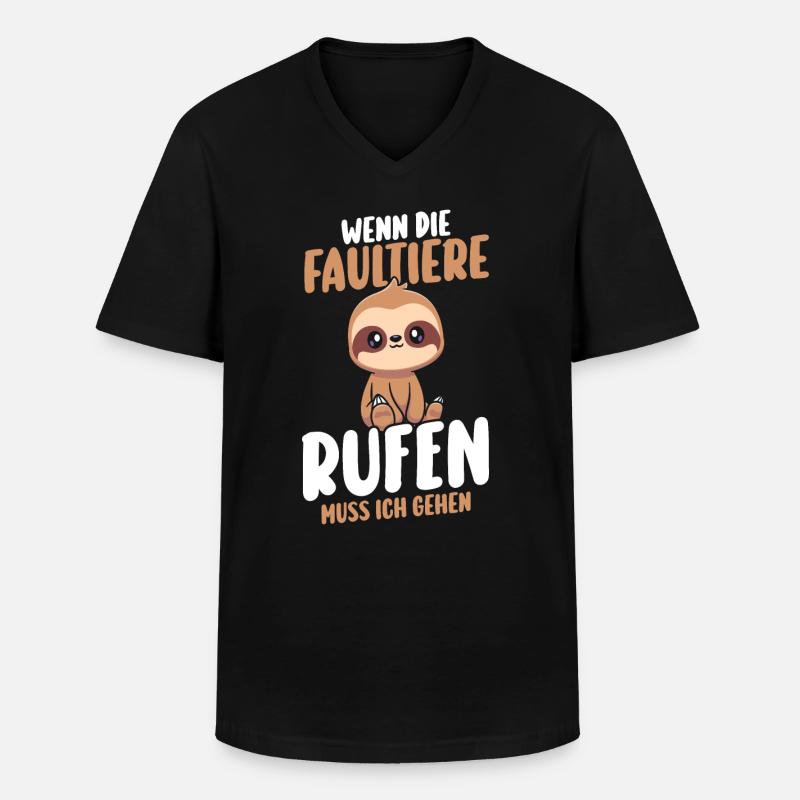 Faultier - Männer-T-Shirt mit V-Ausschnitt - Schwarz