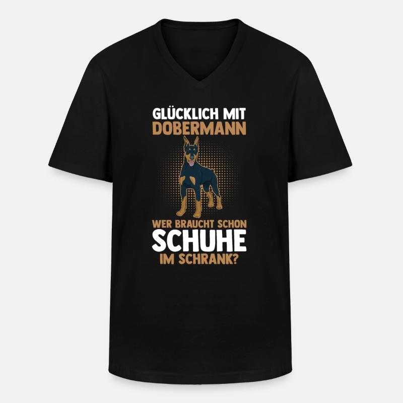 Hund Dobermann - Männer-T-Shirt mit V-Ausschnitt - Schwarz