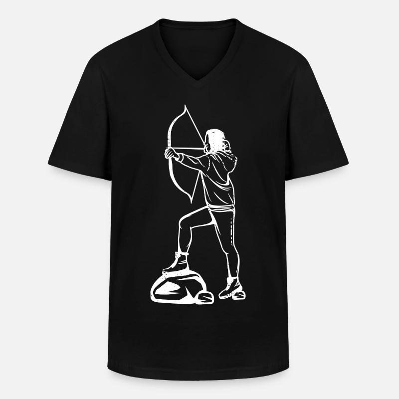 Bogenschießen Mädchen Zeichnung - Männer-T-Shirt mit V-Ausschnitt - Schwarz