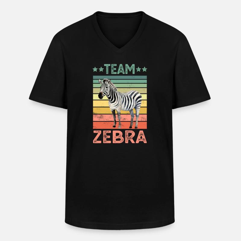 Zebra - Männer-T-Shirt mit V-Ausschnitt - Schwarz