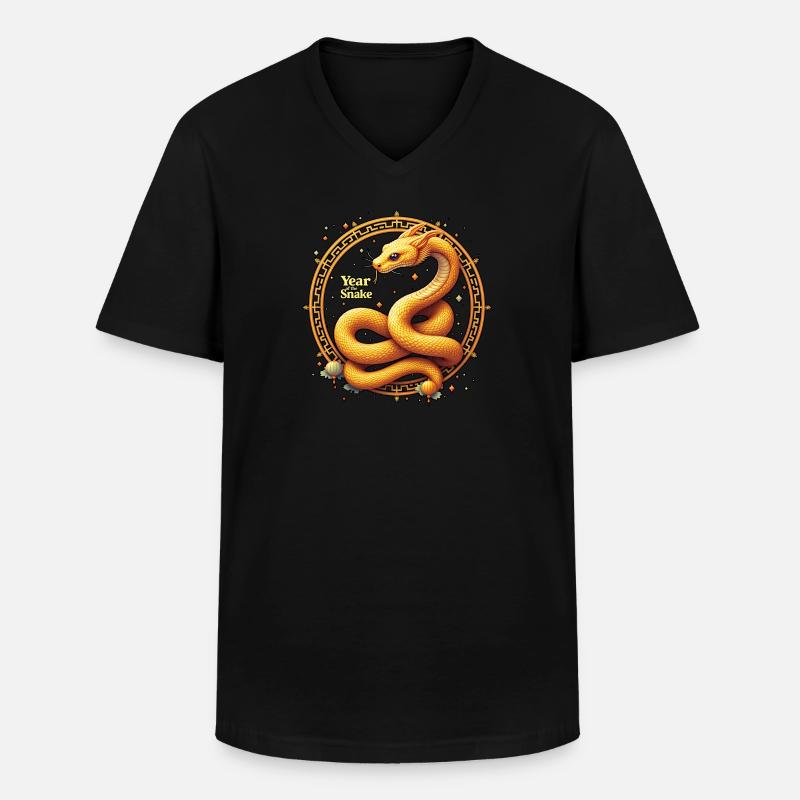 Chinesisches Neujahr - Schlange 2025 - Männer-T-Shirt mit V-Ausschnitt - Schwarz