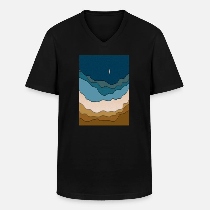 Abstraktes Strand-Design - Surfboard im Ozean - Männer-T-Shirt mit V-Ausschnitt - Schwarz
