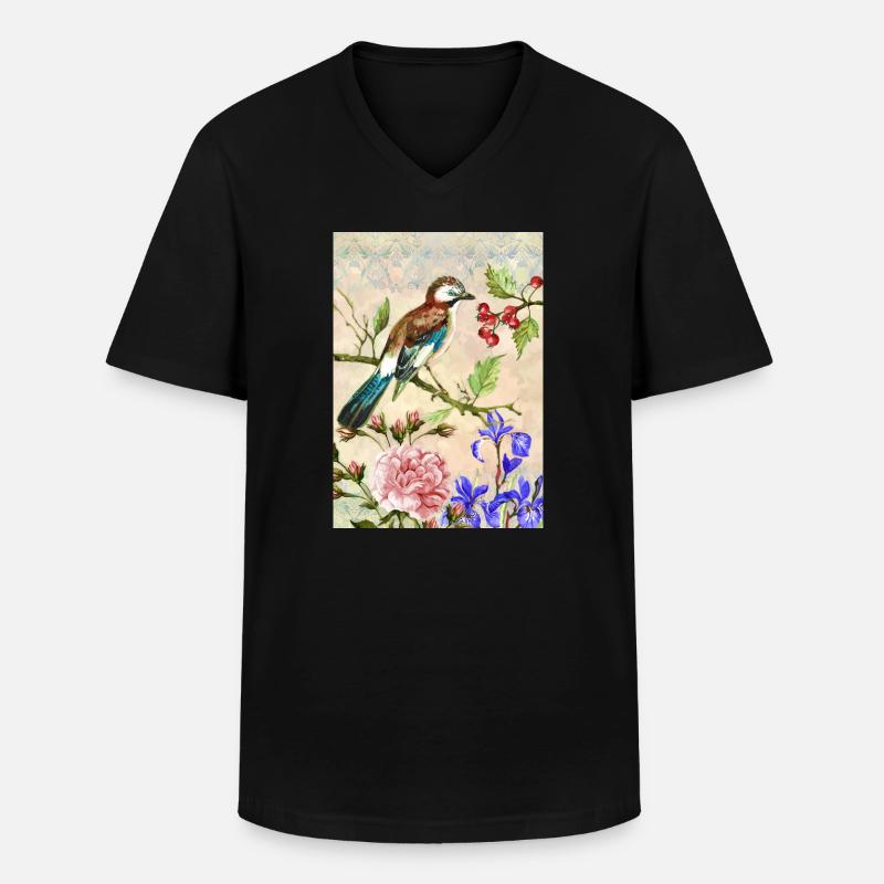 Bunter Vogel - Männer-T-Shirt mit V-Ausschnitt - Schwarz