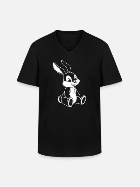 Lustiger Hase Süße Bunny Illustration - Männer-T-Shirt mit V-Ausschnitt - Schwarz