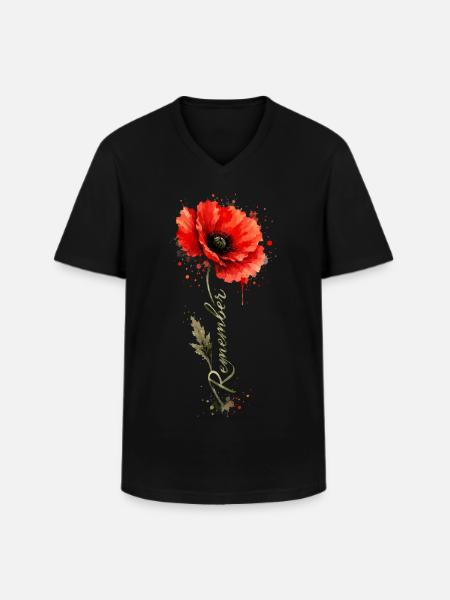Poppy Remember | Remembrance Day Tribute - Men's V-Neck T-Shirt - black