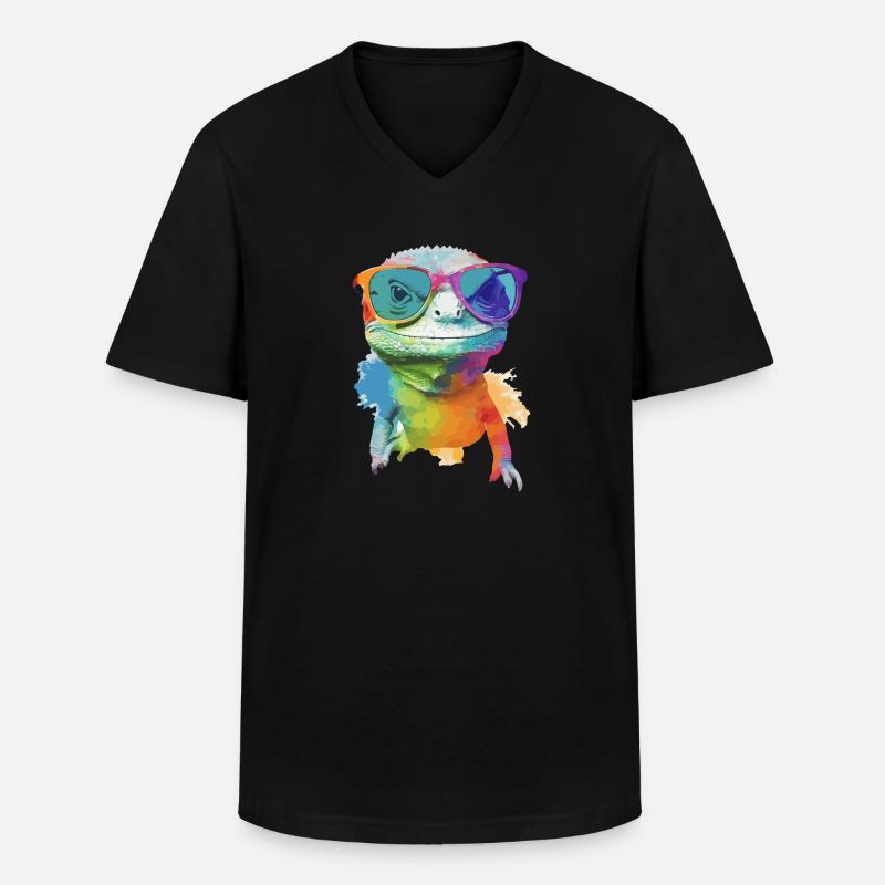 Zoozoo die Eidechse - Männer-T-Shirt mit V-Ausschnitt - Schwarz