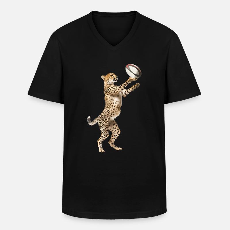 Gepard - Männer-T-Shirt mit V-Ausschnitt - Schwarz