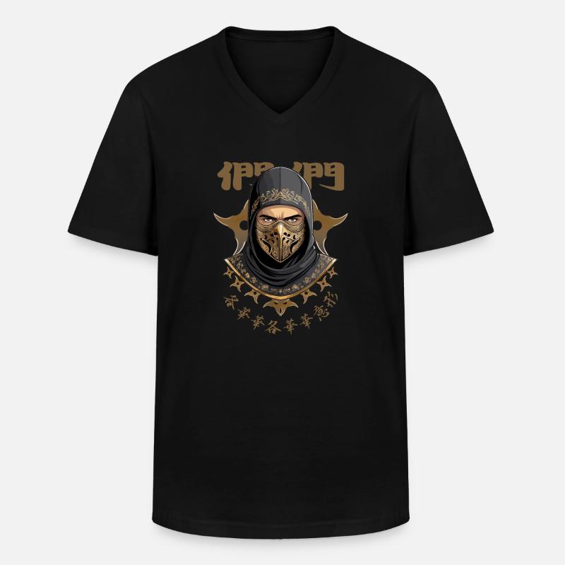 Ninja Samurai Krieger - Männer-T-Shirt mit V-Ausschnitt - Schwarz