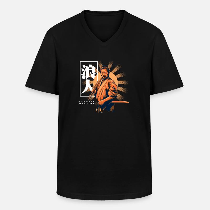 Samurai Warrior - Männer-T-Shirt mit V-Ausschnitt - Schwarz