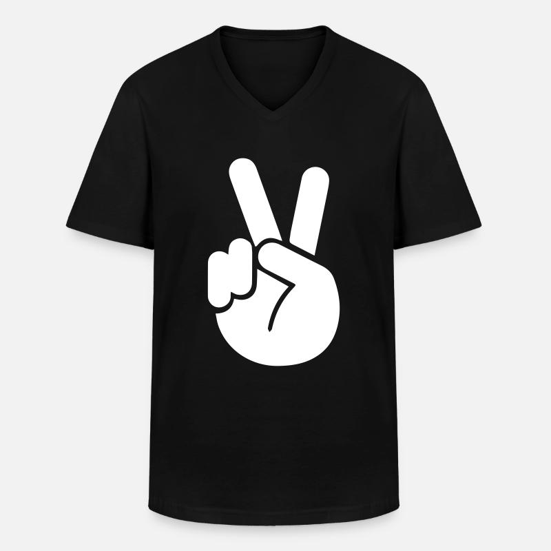 Hand Peace - Männer-T-Shirt mit V-Ausschnitt - Schwarz