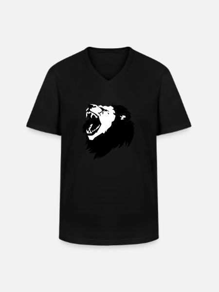 Lion - T-shirt col V Homme - noir
