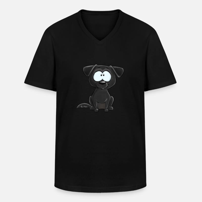 Schwarzer Labrador - Männer-T-Shirt mit V-Ausschnitt - Schwarz