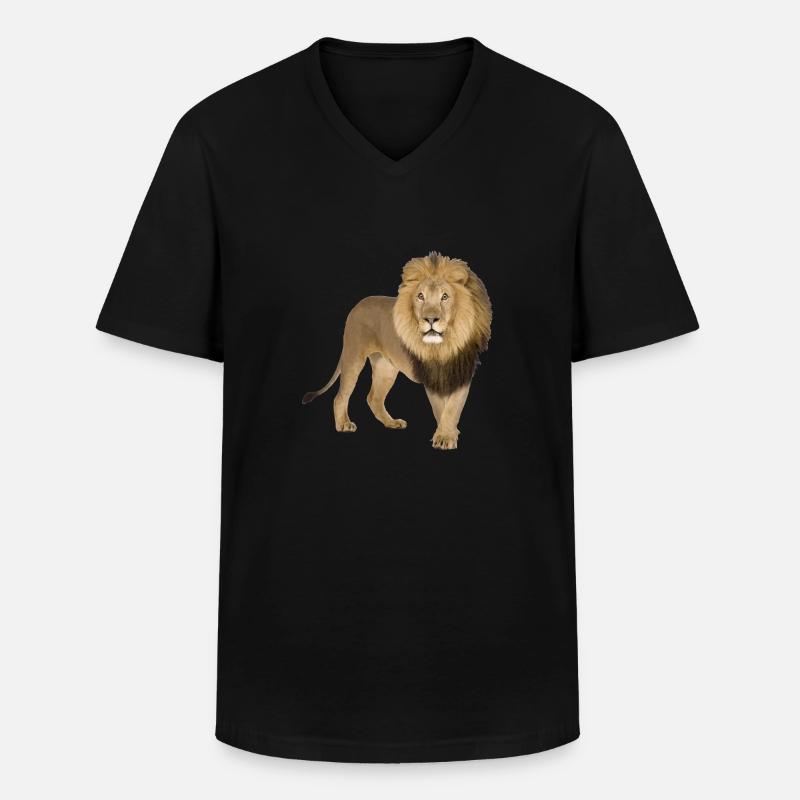 Löwe - Männer-T-Shirt mit V-Ausschnitt - Schwarz