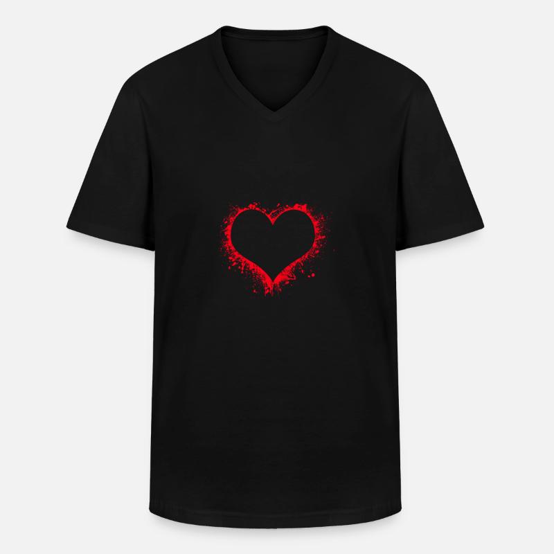 Blutiges Herz - Männer-T-Shirt mit V-Ausschnitt - Schwarz