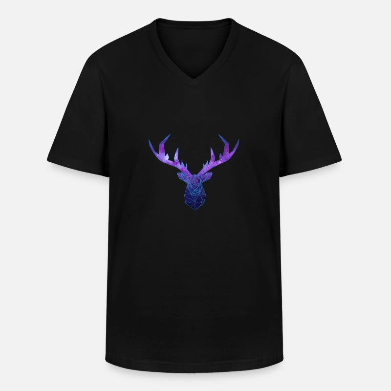 Cerf Low Poly Cosmos - Männer-T-Shirt mit V-Ausschnitt - Schwarz