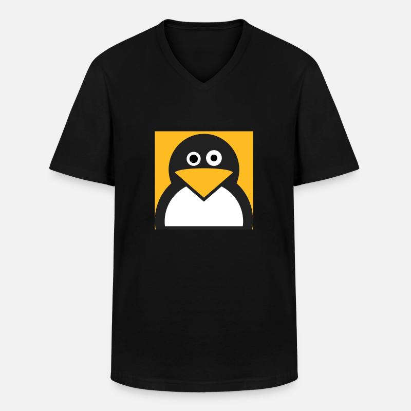 Linux Pinguin - Männer-T-Shirt mit V-Ausschnitt - Schwarz