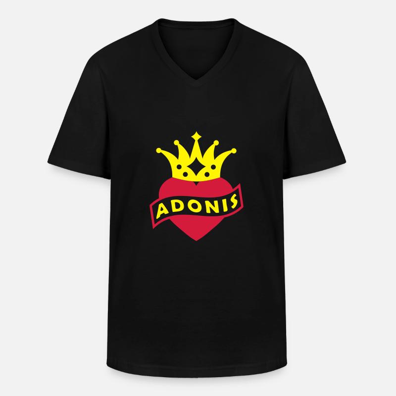 Mit Herz & Krone - ADONIS - Männer-T-Shirt mit V-Ausschnitt - Schwarz