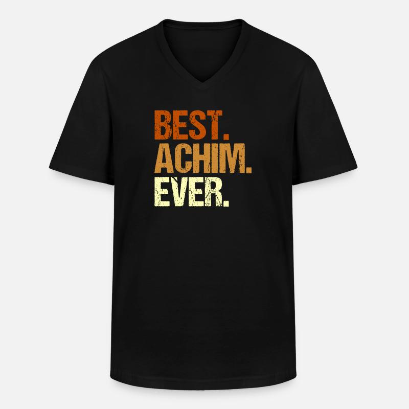 Achim - Männer-T-Shirt mit V-Ausschnitt - Schwarz