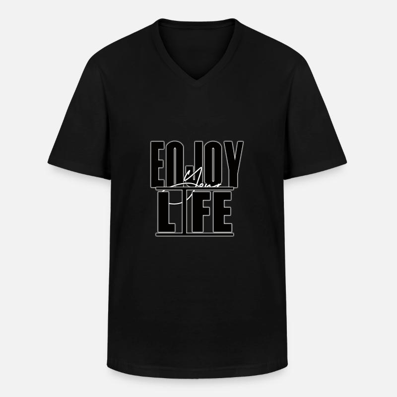 Enjoy Your Life - Männer-T-Shirt mit V-Ausschnitt - Schwarz