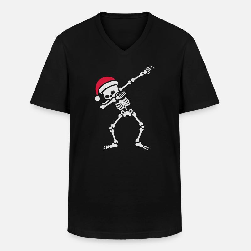 Santa dab / dabbing skeleton - Männer-T-Shirt mit V-Ausschnitt - Schwarz