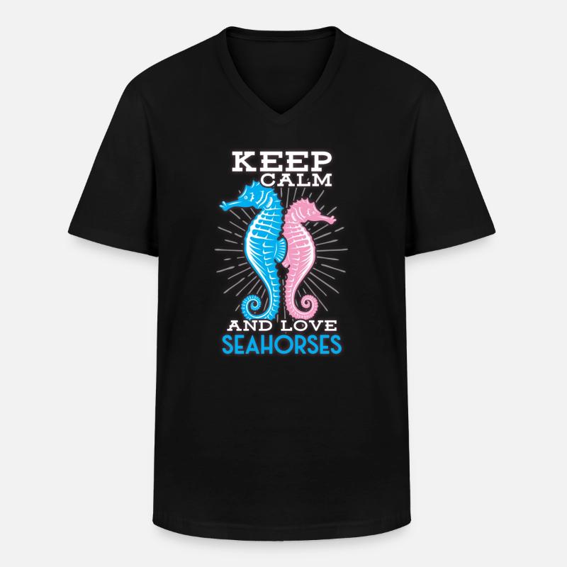 Seepferd - Männer-T-Shirt mit V-Ausschnitt - Schwarz