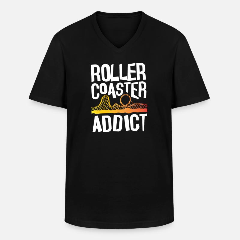 Roller Coaster Addict - Männer-T-Shirt mit V-Ausschnitt - Schwarz