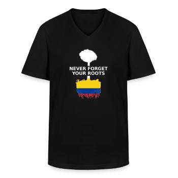 Colombia Roots - Men's V-Neck T-Shirt - black - Front - AI Model Male 178 dark (178cm)