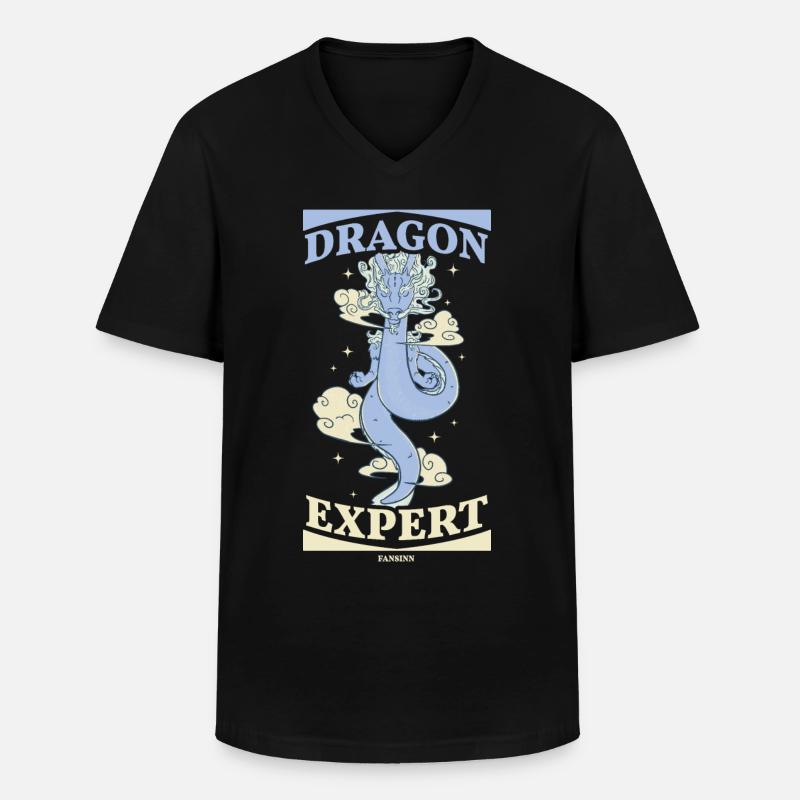 Dragon Expert - Männer-T-Shirt mit V-Ausschnitt - Schwarz