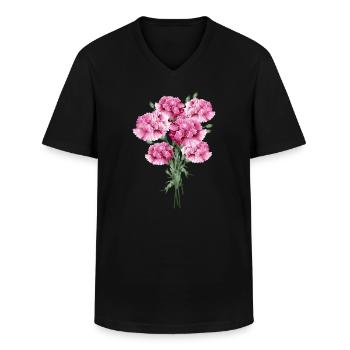 faszinierender rosafarbene Blumenstrauß aus Nelken - Männer-T-Shirt mit V-Ausschnitt - Schwarz - Vorne - AI Model Male 178 dark (178cm)