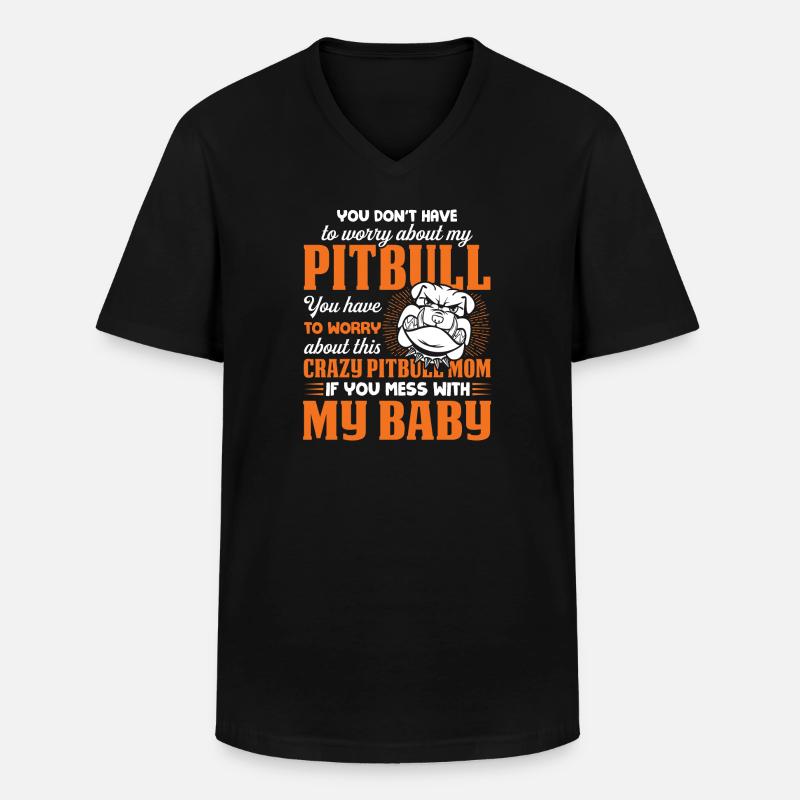 Verrückte Pitbull-Mutter - Männer-T-Shirt mit V-Ausschnitt - Schwarz