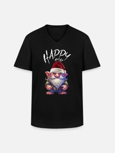 Glædelig jul nisser Jeg hader jul - Klassisk herre T-shirt med V-udskæring - sort