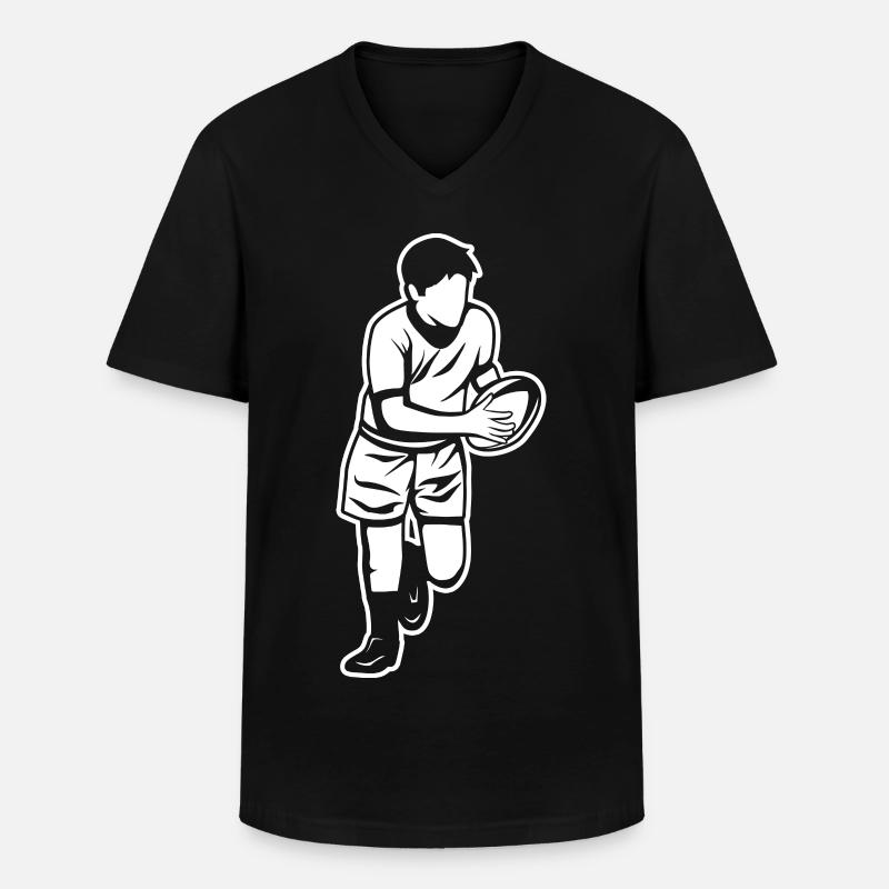 Kinder Rugby - Männer-T-Shirt mit V-Ausschnitt - Schwarz