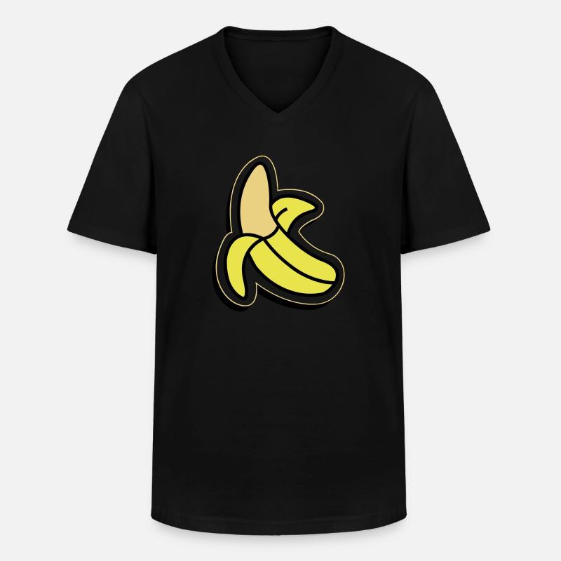 Halb geschälte Banane - Männer-T-Shirt mit V-Ausschnitt - Schwarz