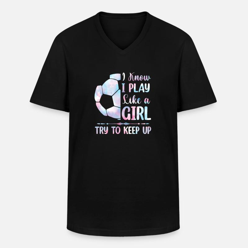 Fußball Mädchen - Männer-T-Shirt mit V-Ausschnitt - Schwarz