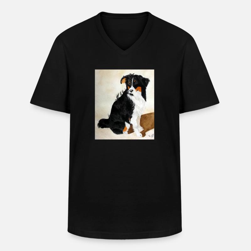 Sitzender Aussie Nanouk - Männer-T-Shirt mit V-Ausschnitt - Schwarz