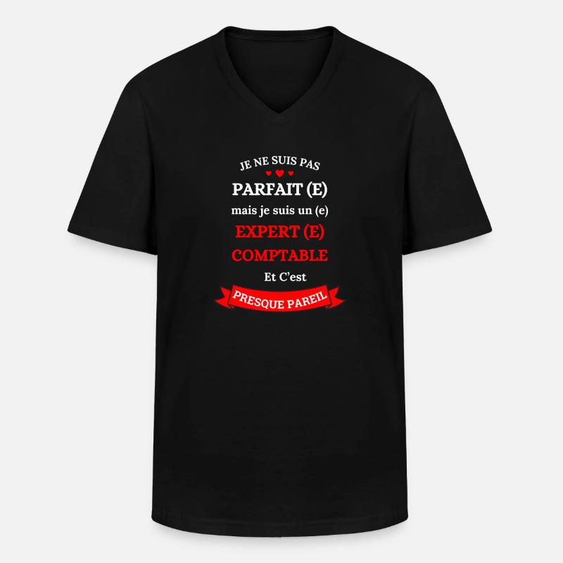 PERFEKTER WIRTSCHAFTSPRÜFER - Männer-T-Shirt mit V-Ausschnitt - Schwarz